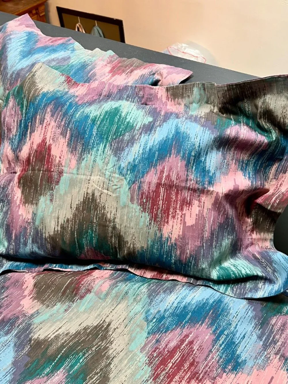 Vintage 80s Southwestern Ikat Print Duvet Cover & Pillow Shams Full/Queen